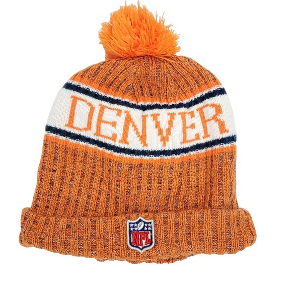 NFL Denver Broncos New Era Beanie Hat Men Women OSFM Orange Pom Embroidered - Picture 4 of 7